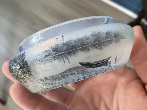Bas boite verre gravé signé - boite,